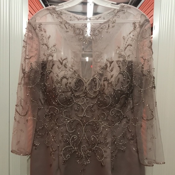 Montage by MonCheri 3/4 sleeves illusion hand beaded bodice gown - Picture 11 of 15